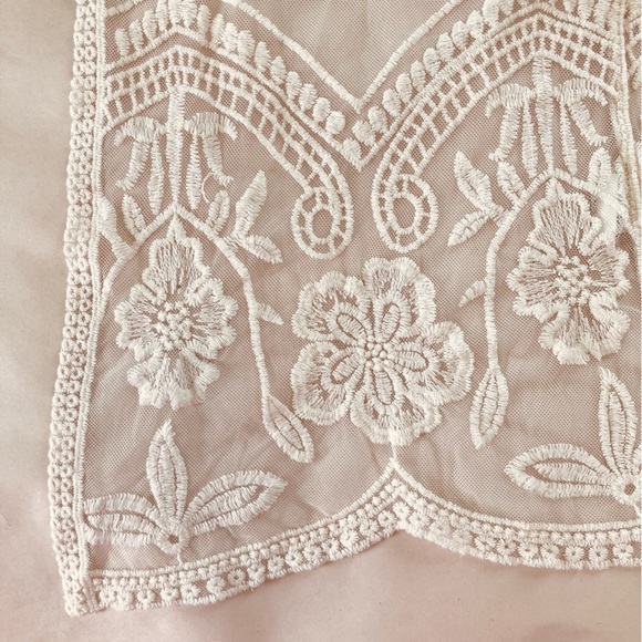 Origami by Vivian Lace Bohemian Long Kimono Duster Coverup Off White (Size F) - Picture 7 of 12